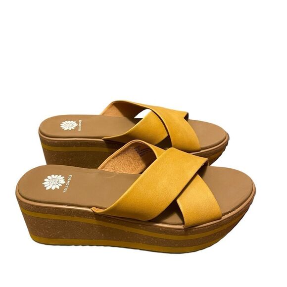 Yellow Box Akeko Mustard Yellow Platform Slides Sandals Size 9.5 NEW - Picture 6 of 6